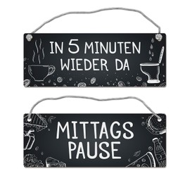 Lunch Break - In 5 Minutes Again Reversible Sign with Cord