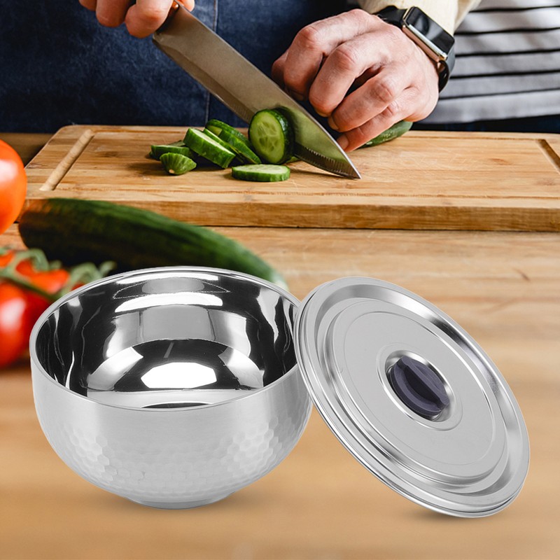 Stainless Steel Bowl 2 Layer Rustproof Thermal Insulation for Rice