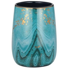 New Luxurious & Trendy Agate Crystal Design Tumbler Perfect For Storing Toothbrushes, Razors, Toothpaste Holder Bathroom Decor (Turquoise) - N12