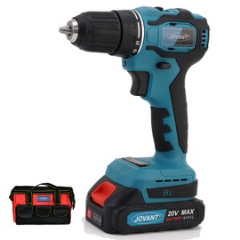 Cordless Drill, 3/8 Inch Keyless Chuck Power Drill/Driver Kit, Lightweight Drill, 21+1 Torque Setting, 2 Speed, LED Light, Bits, Electric Screwdriver(No Battery)-JOVANT