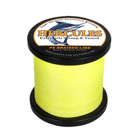 HERCULES Braided Fishing Line, 12 Strands, 100-2000M Braided Fishing Line, 10lb-420lb Tested, PE Line for Saltwater and Freshwater - Fluorescent Yellow, 100M