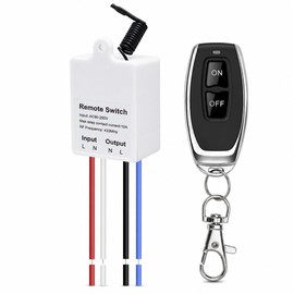 QIACHIP Wireless Switch with Remote Control 230 V, 433 MHz Wireless Light Switch Set, Mini 10 A RF Relay Receiver for Lamp, Ceiling Light & Water Pump, 50 m