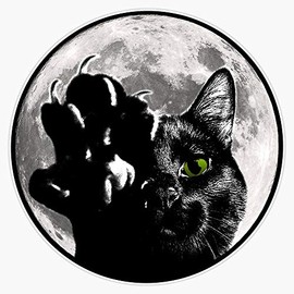 Leyland Designs Black Cat Bright Moon Sticker Outdoor Rated Vinyl Sticker Decal for Windows, Bumpers, Laptops or Crafts 5"