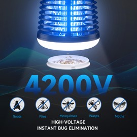HOOMESUN Bug Zapper Outdoor, Mosquito Zapper with LED Light, 4200V Electric Fly Zapper, Fly Traps, Plug in Mosquito Killer, Flying Insects Zapper Indoor, Perfect for Home Backyard Patio