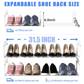 CroBlissful 1 Pcs Expandable Shoe Storage Rack 16.5-31.5 Inch Hanging Shoe Organizer for Closet Retractable Cabinet Shoe Rack Adjustable Shoe Basket Shoe Shelf for Cabinet Closet Space Saving