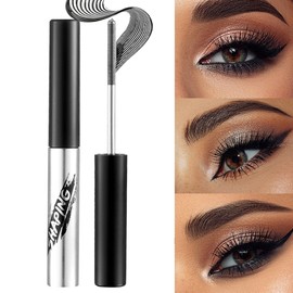 Black Washable Iron Metal Mascara, Waterproof Long Lasting Quick Dry with Metal Rod Wand Curling Eyelash Brush Wand Mascara - Black