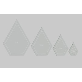 Jewel Quilting Template Set, 4", 3", 2", 1" with 1/4" Seam Allowance