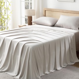 Andency Tannish Grey Full Size Bed Sheets, 100% Viscose Derived from Bamboo, Cooling Full Sheets, Deep Pocket Up to 16", Silky Soft Bed Sheets