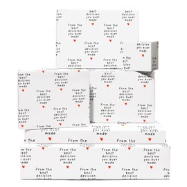 Funny Anniversary Wrapping Paper - Best Decision You Ever Made - Heart - 6 Sheets Of White Wrapping Paper For Men Women - Valentine's Day - Recyclable - By Central 23