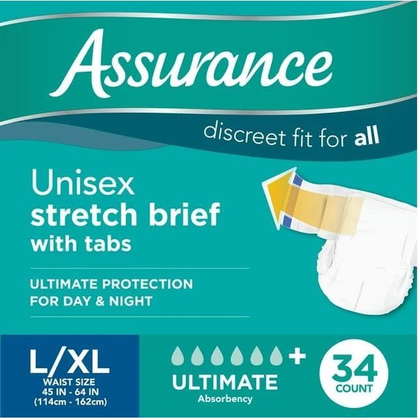 Generic Assurance Large/XLarge Unisex Stretch Briefs With Tabs 34 Ct