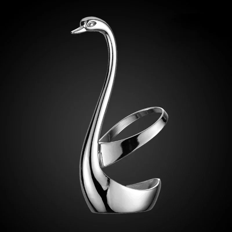 Elegant Swan Spoon and Fork Holder, Decorative Metal Cutlery Organizer