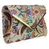 Girly Handbags Womens Baroque Flower Clutch Bag - Champagne