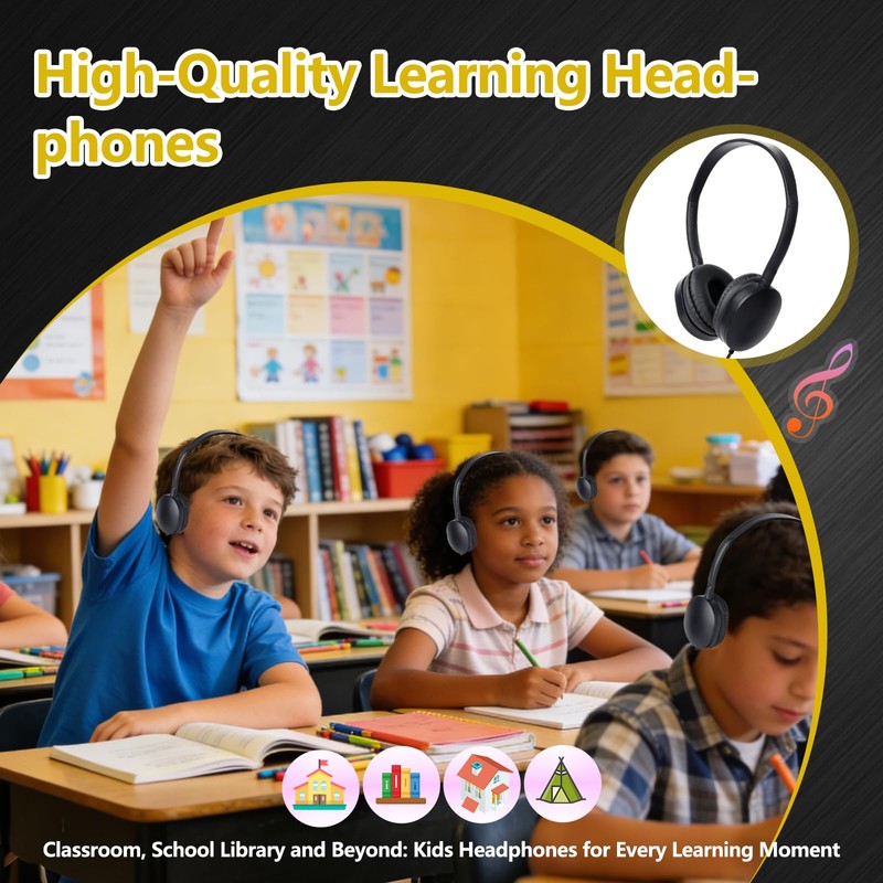 YFSFQS USB Type C Kids Headphones Bulk for Classroom School
