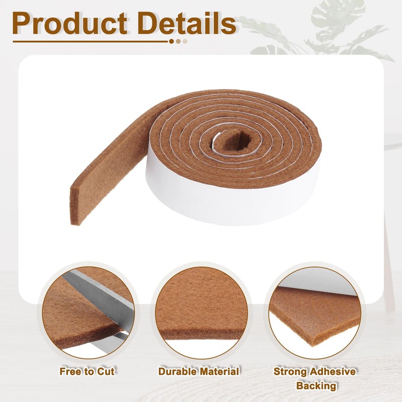 uxcell Felt Strips with Adhesive Backing, 4 Rolls 1" x