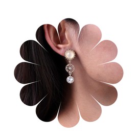 Aneneiceera Vintage Moonstone Crystal Earrings Gold Round Crystal Dangle Earrings Opal Moonstone Stud Earrings CZ Filigree Circle Drop Wedding Rhinestone Tassel Earrings Jewellery for Women and Girls,