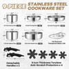 E-far 9pcs Stainless Steel Cookware Set, 3-Ply Pots and Pans