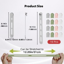 16 Stück Silikon Kabelbinder Wiederverwendbare Kabelbinder 2 Größen Schwarz Kabelmanagement Organizer für Zuhause Büro Reisen Elektronik Auto Waschbar & Anpassbar