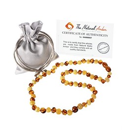 AmberJewelry Baltic Amber Necklace - A1-1B, Adult Amber Bead Necklace - Milky and Cognac Polished Amber Beads - Multiple Lengths (21.7)