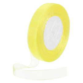 DMiotech 50 Yards Organza Ribbon 1/2 Inch Yellow Chiffon Ribbon Shimmer Sheer Gift Wrapping Ribbons for Flower Bouquets Wedding Birthday DIY Decoration