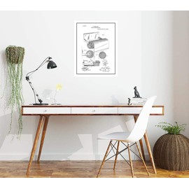 Toilet Paper Holder Patent Print Black Ink on White with Border (16" x 20") M13109