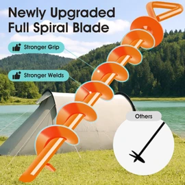 Payivsve Ground Anchors Screw in, Ground Stakes Heavy Duty Trampoline Stakes High Wind Tent Stakes for Trampoline, Canopies, Tent, Swing Set, Sheds, Carport, Gazebo(Orange-8x15 in)