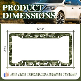 Camouflage Deer License Plate Frames - 2 Pack Mountain Deers Froest License Plate Holder Covers,Stainless Steel Rust-Proof Waterproof Car Decorative Tag Frame for Standard US 12x6 Inch