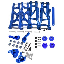 RCMYou Upgrades Part for 1/10 Slash 2WD,Alloy Front Rear Suspension Arm,Caster Block,Steering Blocks,Rear Stub Axle Carriers Upgrades Hops Up Set for Slash 2WD,Navy Blue