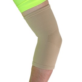 Medical Grade Elastic Compression Elbow Support, Beige Tubular Sleeve - Medium = 24-26cm