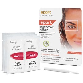 Sport Cosmetics Eyebrow Color For Women, 3 Application Kit, Dark Brown