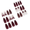 IMRAIN Wine Red Press on Nails Medium Almond Acrylic Fake