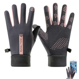 MXHBSTP Waterproof Gloves, Cycling Gloves, Touchscreen Running Gloves Warm Winter Gloves for Men And Women, Hiking Gloves for Football/Mountain/Biking/Cycling/Rugby/Running/Hiking (Women-Gray pink)