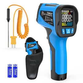 Infrared ThermometerTemperature Gun - TEMIRUP Non-Contact Digital Laser Thermometer Temp Gun with Thermocouple Probe for Industrial, Cooking, Griddle, Engine, HVAC, Adjustable Emissivity,-40℉~1202℉