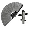 LUCKGONI Glitter Hand Fan with Holster for Women Men Large