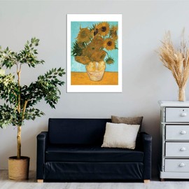 Spiffing Prints Vincent Van Gogh - Still Life - Vase with Twelve Sunflowers, 1889 - Small - Semi Gloss - Framed