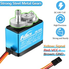 Geekstory Feetech FT5330M 35KG Digital RC Core Servo Motor Waterproof Metal Gear 25T Servo Arm Horn 180 Degree 6V-7.4V for Metal Gear 1/8 1/10 Baja Car