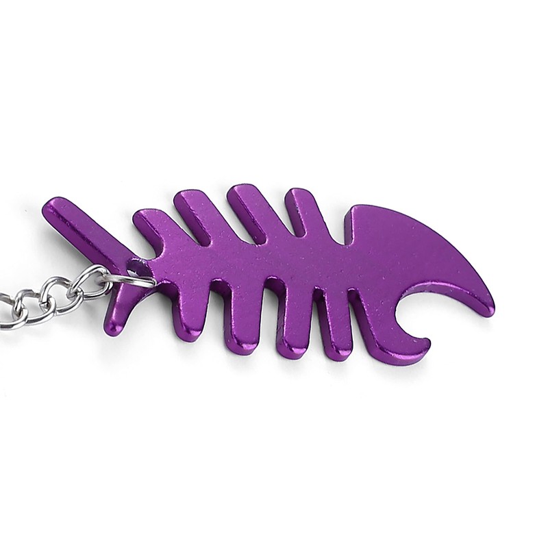 Komonee Fish Bone Purple Bottle Opener Key Chain Metal Dead