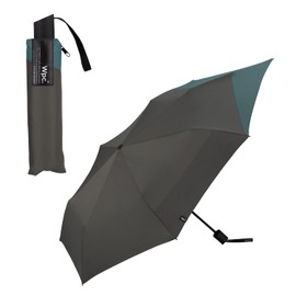 Wpc. UX004-932-002 Folding Umbrella, Back Protection FOLDING Gray x Blue Green, Rain Umbrella, Rain Umbrella, 21.7 inches (55 cm), Large, Men's, Backpack, Long Backpack, Work or School, Stylish,