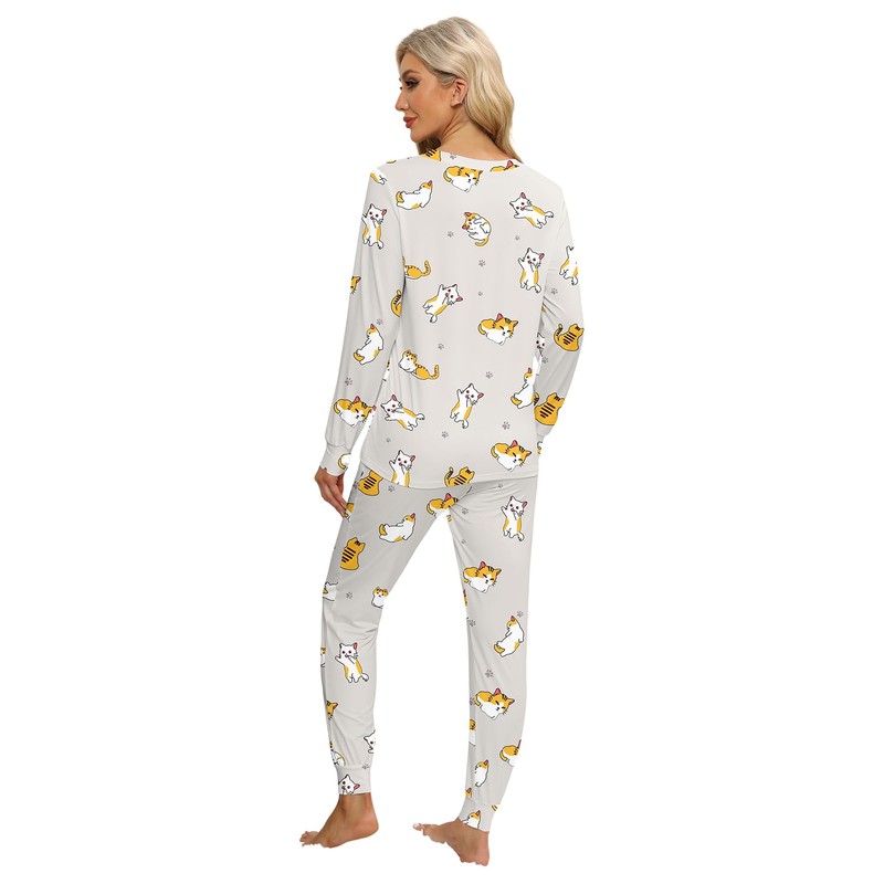 KFUBUO Women's Pajama Sets Long Sleeve Sleepwear and Jogger 2