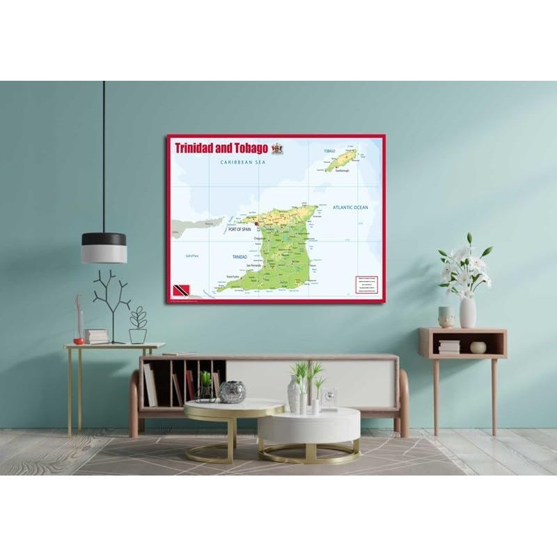 Trinidad & Tobago Physical Map - 23.3 x 16.5 Inches