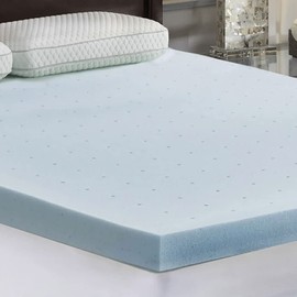 LoftWorks 3 inch Jelly Cool Gel Memory Foam Mattress Topper Ventilation Extra Soft Pressure Relieving for Back Side Sleepers, Queen, Blue