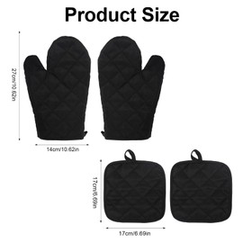 Oven Gloves, Pot Holder, Set of 4, Oven Gloves, Heat Resistant, Oven Gloves, Non-Slip Oven Gloves for Cooking, Baking, Grilling