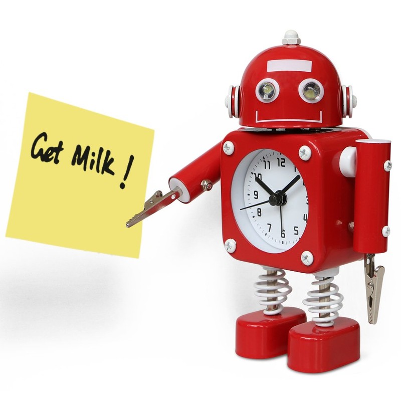 Betus Non-Ticking Robot Alarm Clock Stainless Metal - Wake-up Clock
