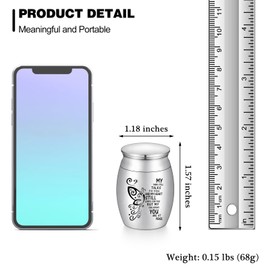 Dletay Small Urns for Human Ashes Keepsake 1.6 Inches Stainless Steel Mini Memorial Urn Butterfly Cremation Urns for Women Men