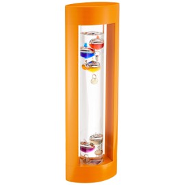 Icy Galileo Thermometer Wooden Frame Orange 28