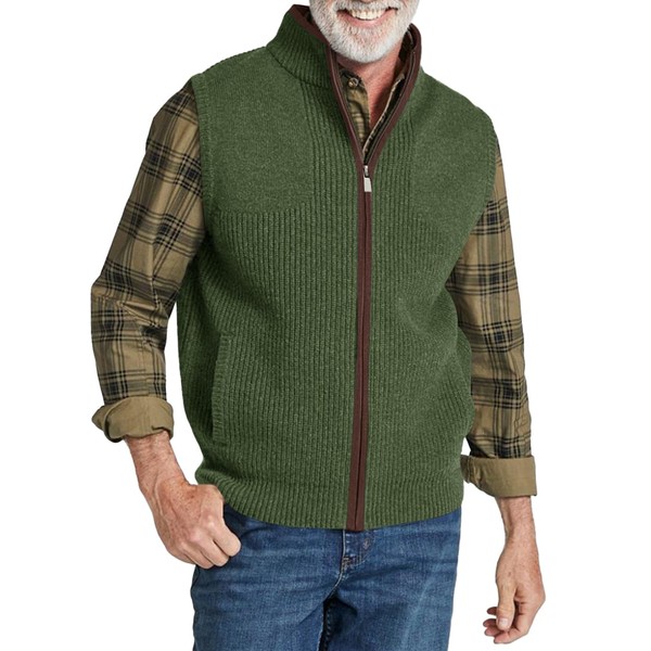 Ryannology Mens Sweater Vest Zip up Casual Sleeveless Cardigan Knitted