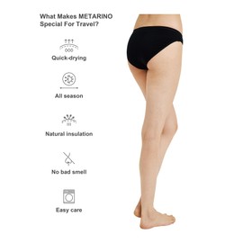 ZSOSBA METARINO Women's Athletic Underwear Panties Soft Merino Wool Sports Active Briefs,Black,Medium