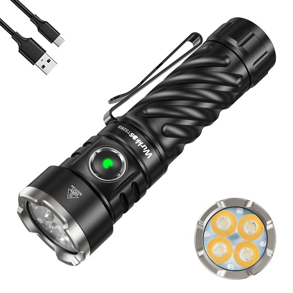 Wurkkos TS26S Rechargeable Bright Flashlight - 3100 High Lumens Flashlight,4PCS