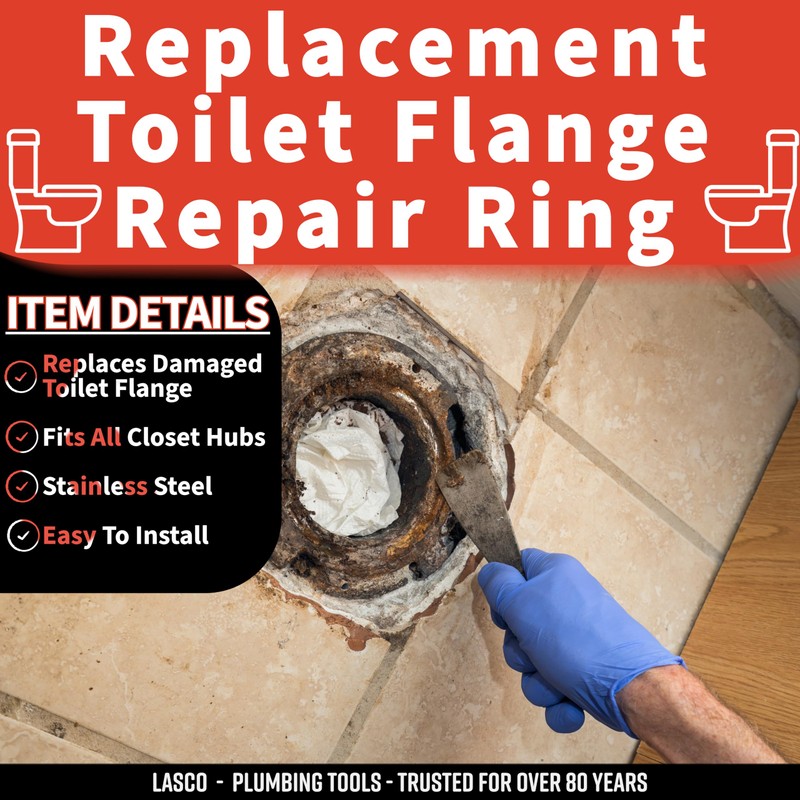 Lasco Toilet Flange Repair Stainless Steel Split Ring
