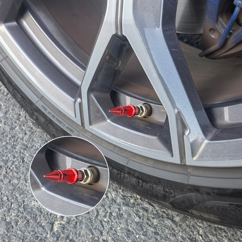 SINGARO 45mm Spiked Aluminum Stem Valve Caps,4PCS Dustproof Tire Wheel