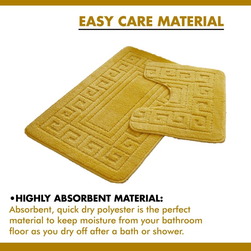 Lions Bath Mat Sets 2 Piece - Jacquard Greek Key